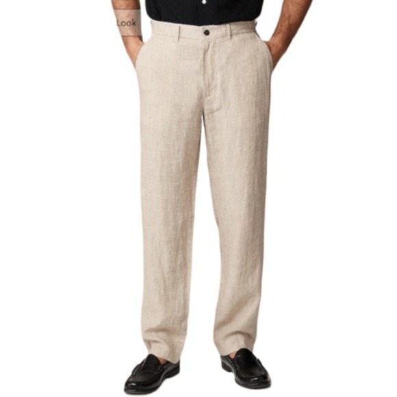 J Crew‎ Classic-fit linen trouser Mens 36 x 32 Tan Plaid - Picture 1 of 9